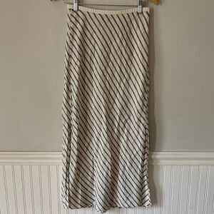 J. Crew Gwyneth Linen Slip Skirt Maxi Skirt with Black Diagonal Stripes NWT